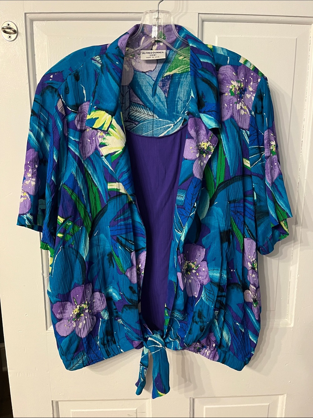 Alfred Dunner Purple Teal Floral Blouse 20W